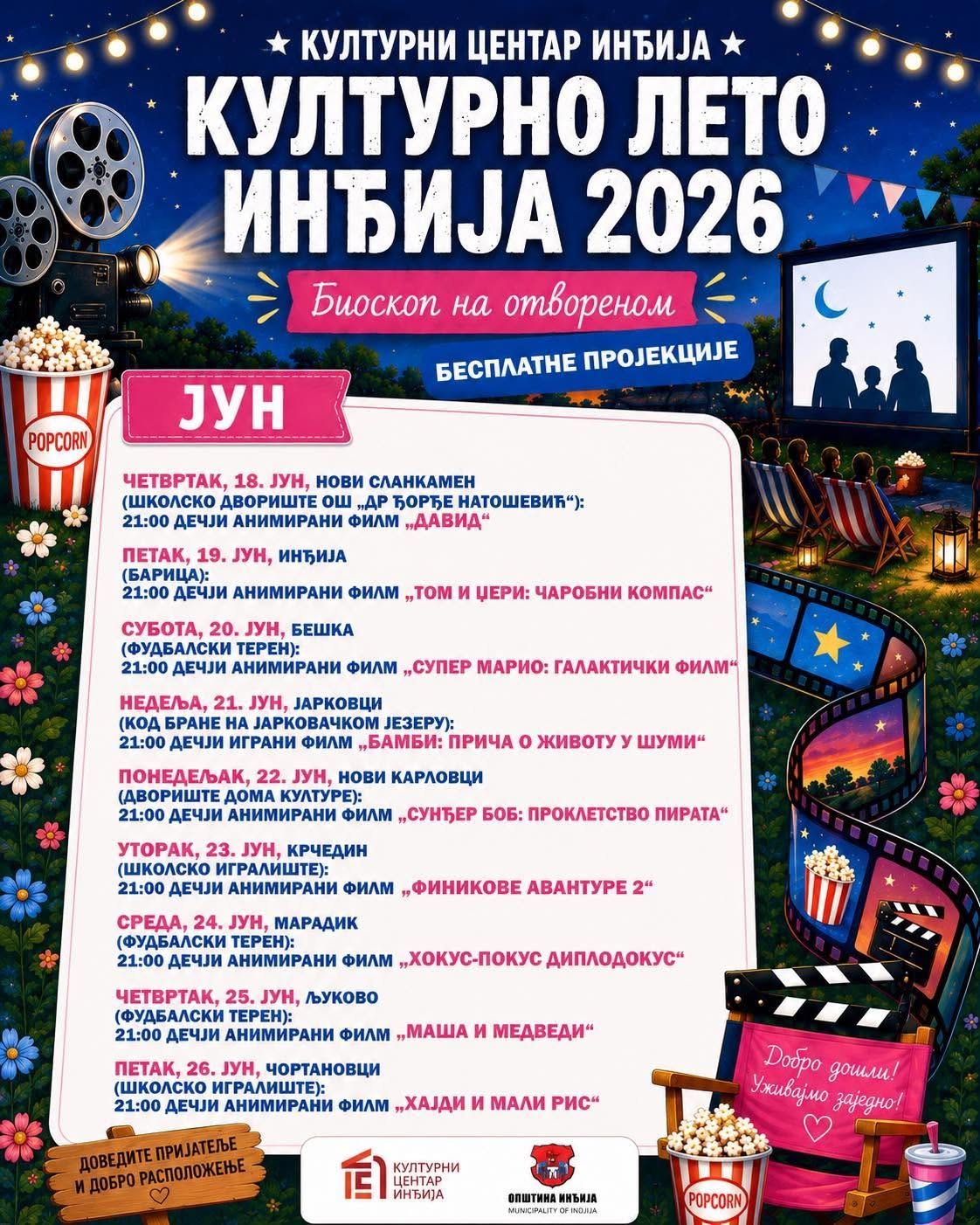 Kulturno leto Inđija 2026
